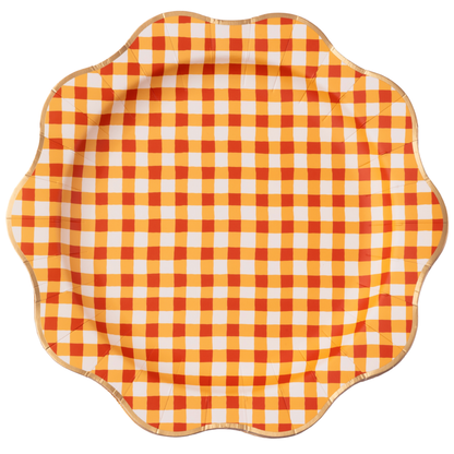 ELEGANT ORANGE PLAID DINNER PLATES
