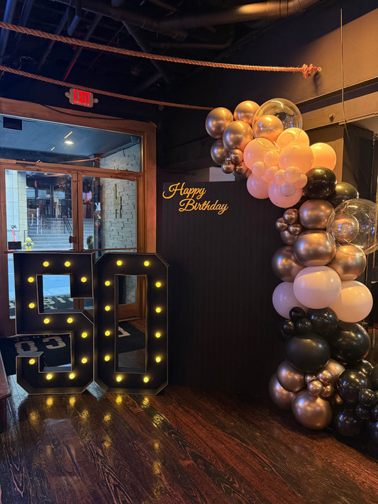 Happy Birthday Balloon Package with Wooden Arch Wall