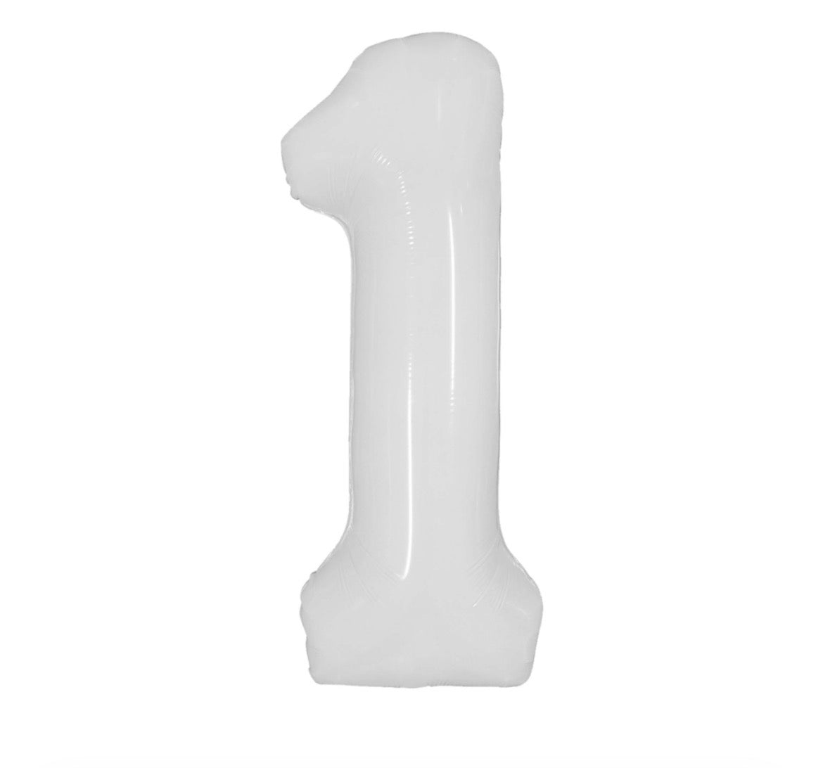 40” White Number Foil Balloon