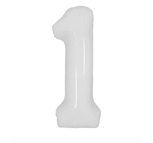 40” White Number Foil Balloon