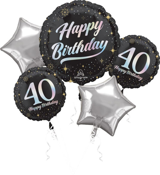 40th Sparkling Balloon Bouquet Milestone