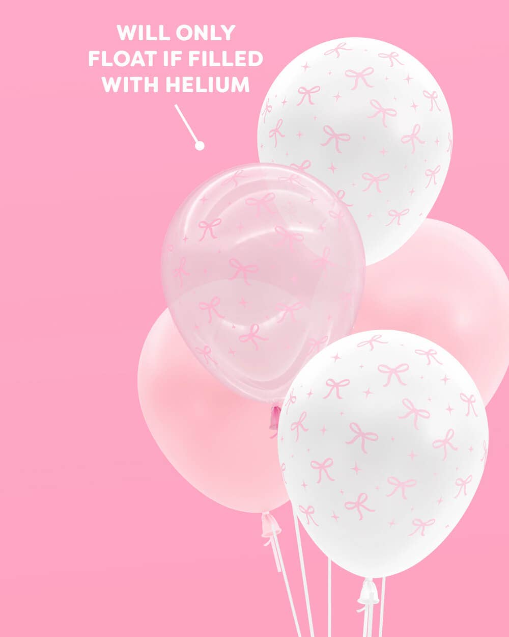 24 ct Pink Bow Latex Balloons