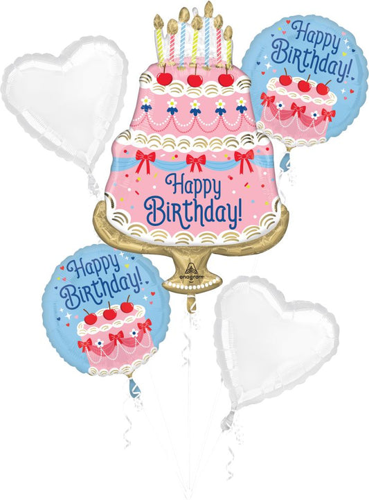 Cherries Happy Birthday Cake Balloon Bouquet