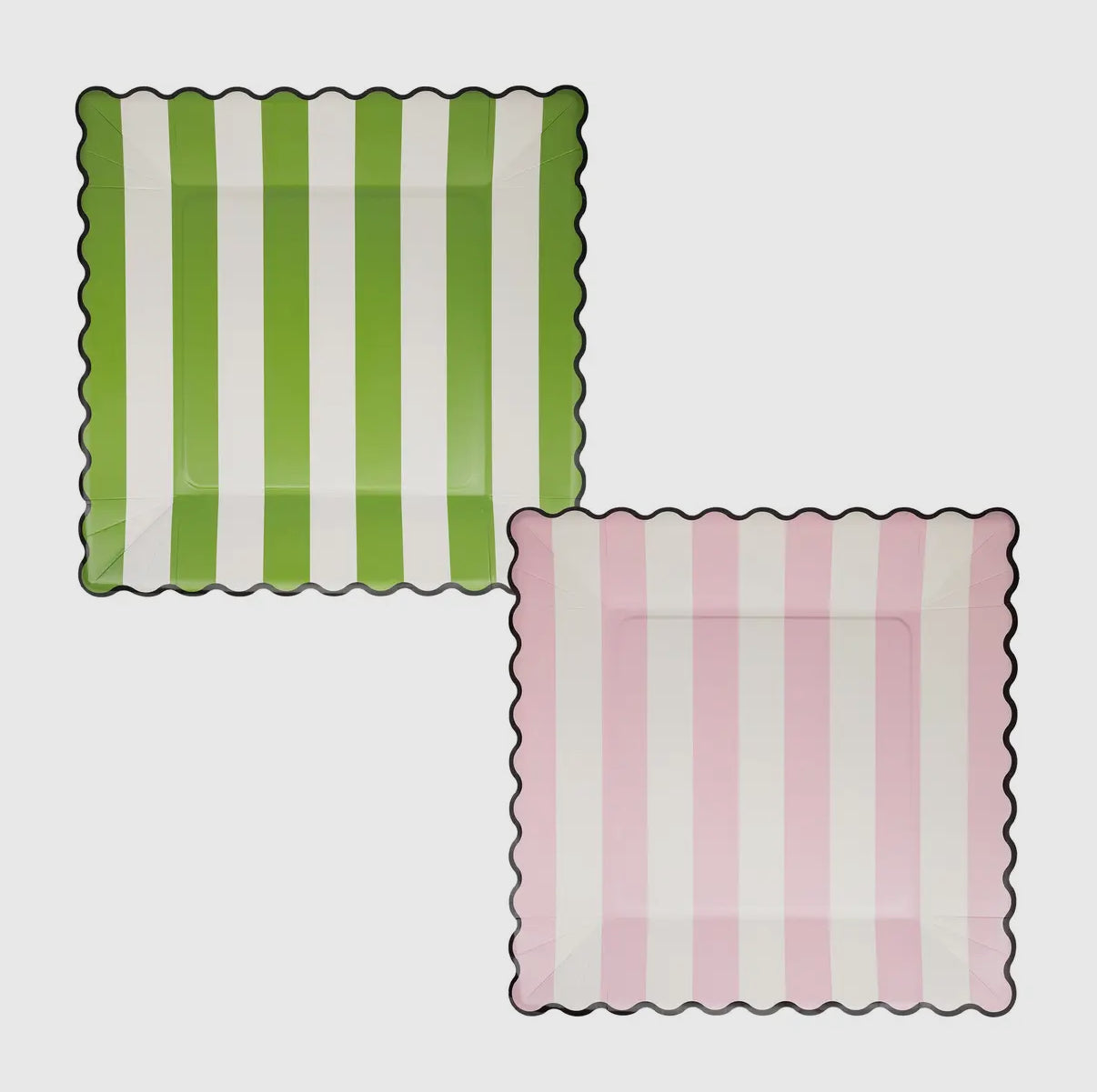Green Stripe Pink Stripe Dinner Plate Set