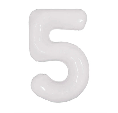 40” White Number Foil Balloon
