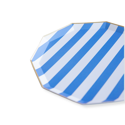 PALISADES BLUE SIGNATURE CABANA STRIPE PLATES Bonjour Fête