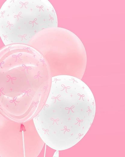 24 ct Pink Bow Latex Balloons