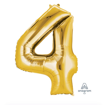 14” Gold Number Foil Balloon Convergram Air Filled