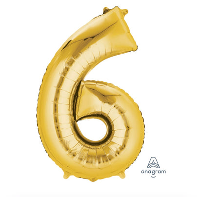 14” Gold Number Foil Balloon Convergram Air Filled