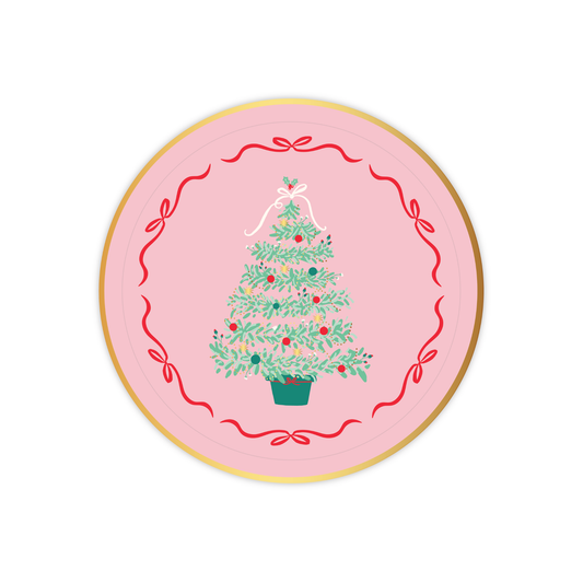 PINK CHRISTMAS TREE DESSERT PLATES