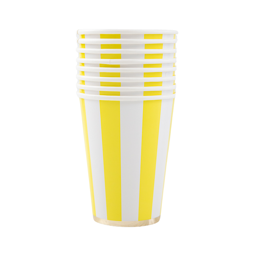 SOLEIL YELLOW CABANA STRIPE CUPS Bonjour Fête