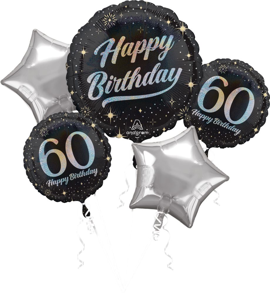 60th Sparkling Balloon Bouquet Milestone