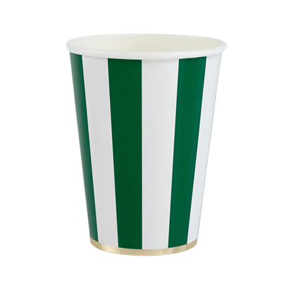 EMERALD GREEN CABANA STRIPE CUPS