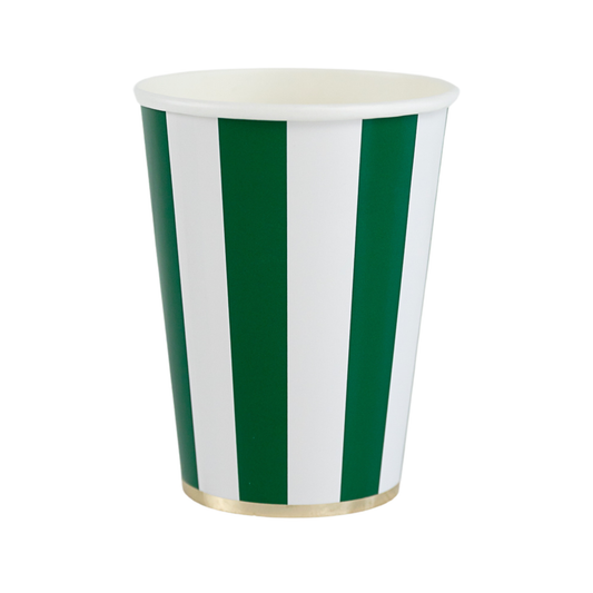 EMERALD GREEN CABANA STRIPE CUPS