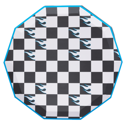 HOT WHEELS™ X BONJOUR FETE BLACK CHECKER LARGE PLATES