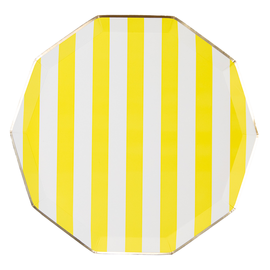 SOLEIL YELLOW CABANA SIGNATURE STRIPE PLATES Bonjour Fête