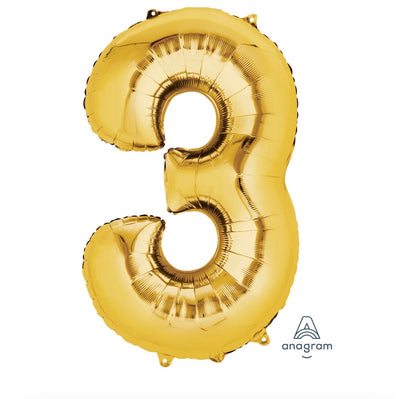 14” Gold Number Foil Balloon Convergram Air Filled