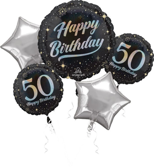 50th Sparkling Birthday Balloon Bouquet Milestone