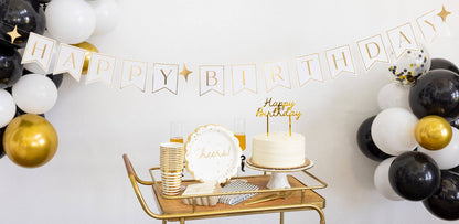 Gold Happy Birthday Cake Topper