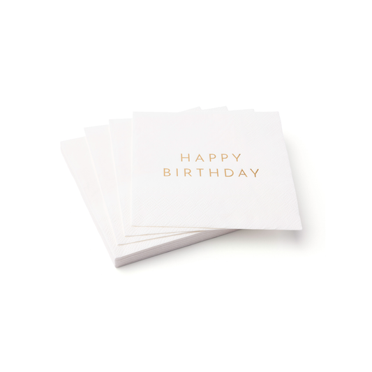 WHITE & GOLD SIGNATURE HAPPY BIRTHDAY COCKTAIL NAPKINS