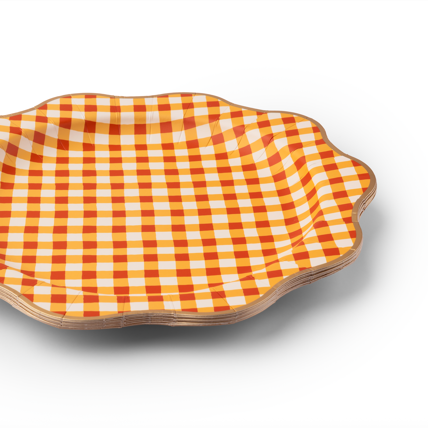 ELEGANT ORANGE PLAID DINNER PLATES