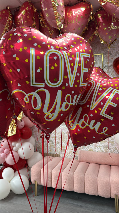 36" I Love You Love You Red Metallic SuperShape Balloon
