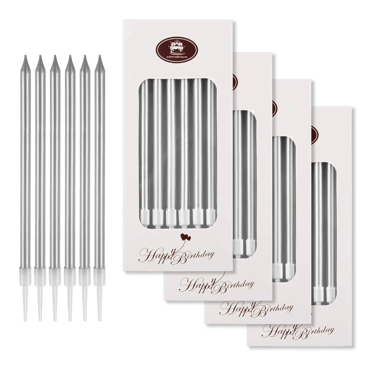Silver Birthday Candles (set of 6)