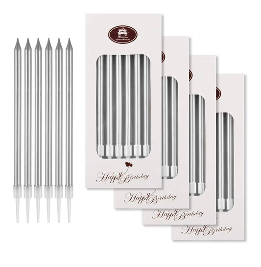 Silver Birthday Candles (set of 6)