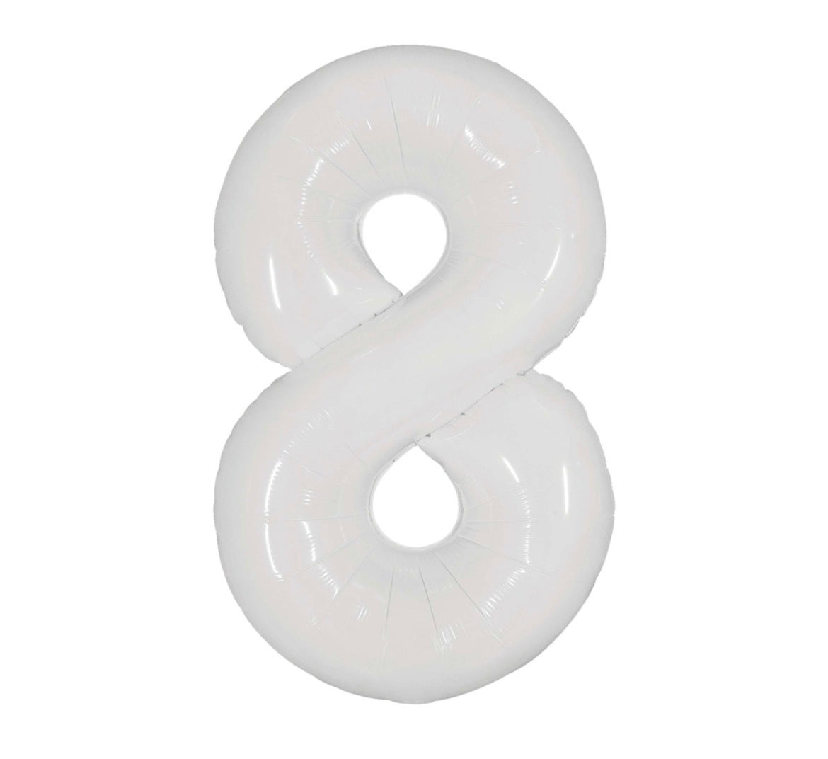 40” White Number Foil Balloon