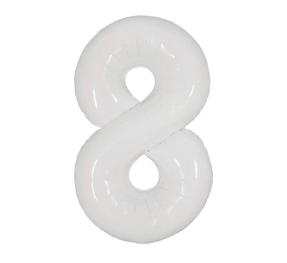40” White Number Foil Balloon