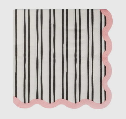 White & Black Striped Cocktail Napkin