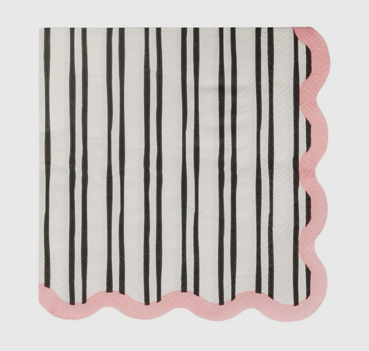 White & Black Striped Cocktail Napkin