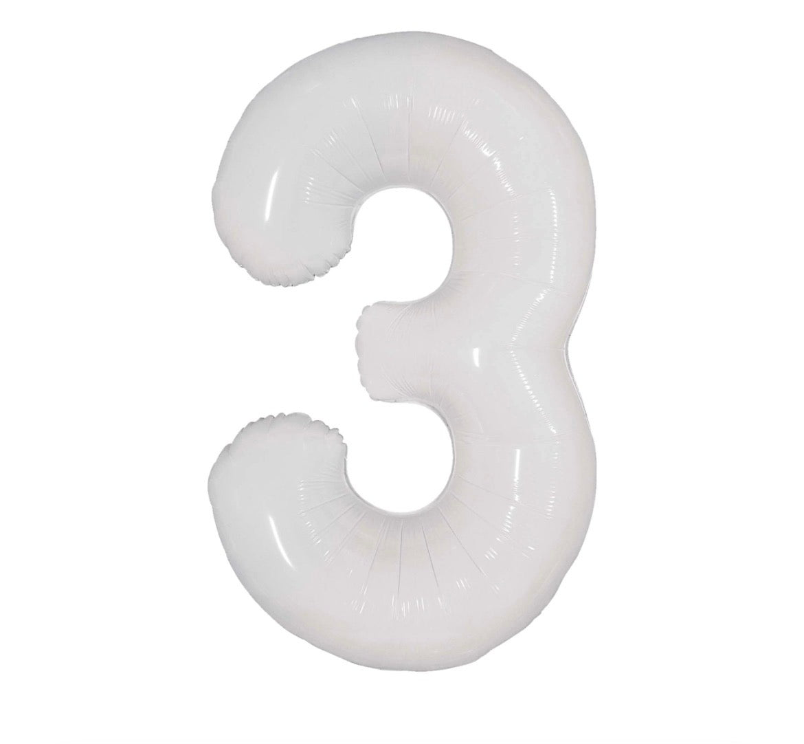 40” White Number Foil Balloon