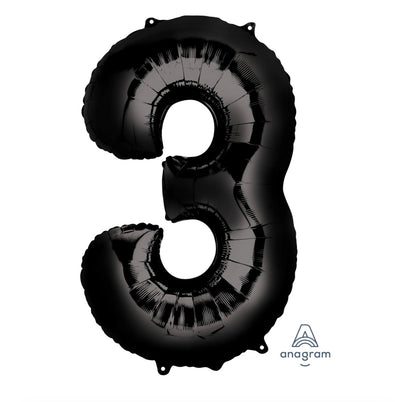 34” Black Number Foil Balloon Convergram