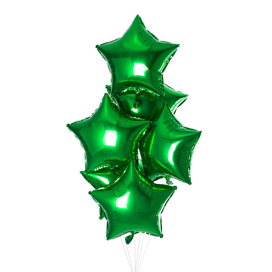 St. Patrick’s Dozen Green Stars Foil Balloons with Balloon Weight