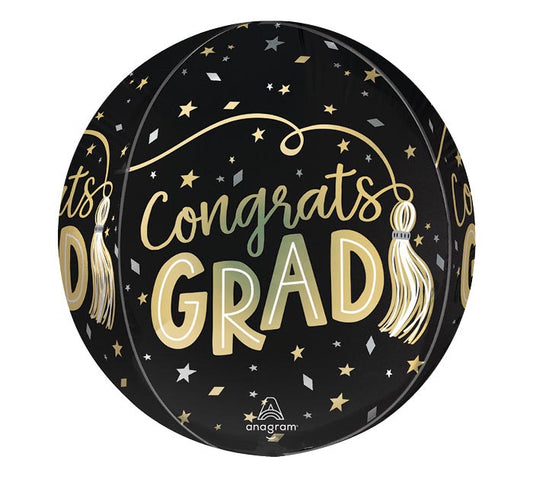 16" GRAD TWIRLING TASSELS CONGRATS ORB