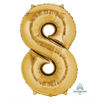 14” Gold Number Foil Balloon Convergram Air Filled