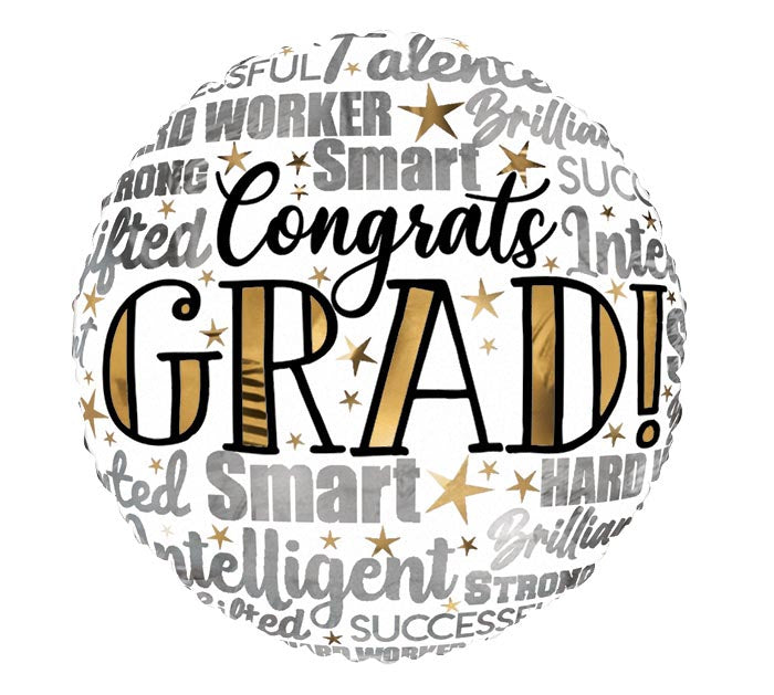 18" CONGRATS GRAD WORDS Balloon