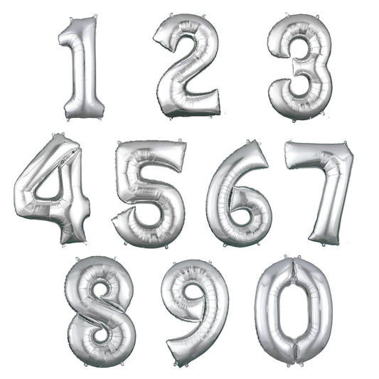 Silver Number Foil Balloon