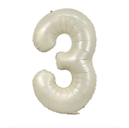34” Cream Number Foil Balloon Airise