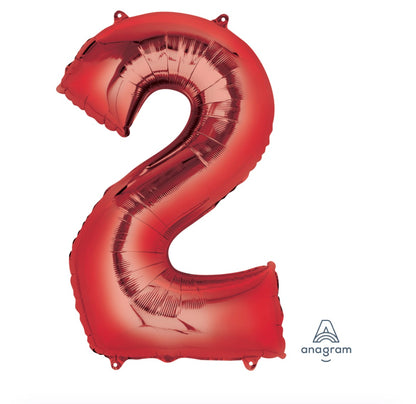 34" Red Number Airise Balloon