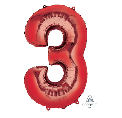 34" Red Number Airise Balloon
