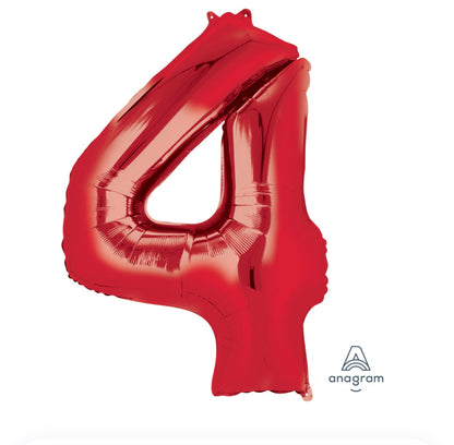 34" Red Number Airise Balloon