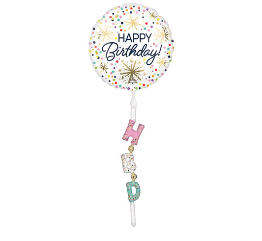 69” AirWalker Tail Confetti Sprinkle Happy Birthday Balloon