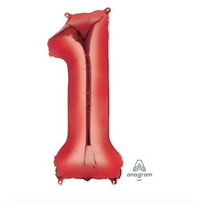 34" Red Number Airise Balloon