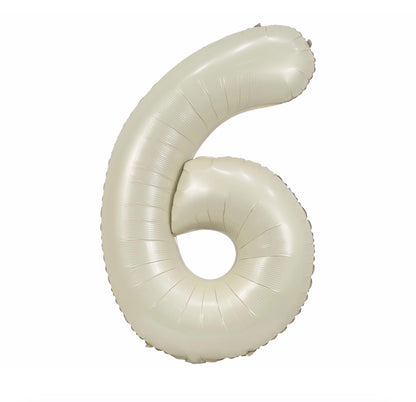34” Cream Number Foil Balloon Airise