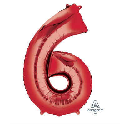 34" Red Number Airise Balloon