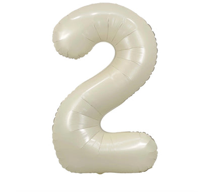 34” Cream Number Foil Balloon Airise