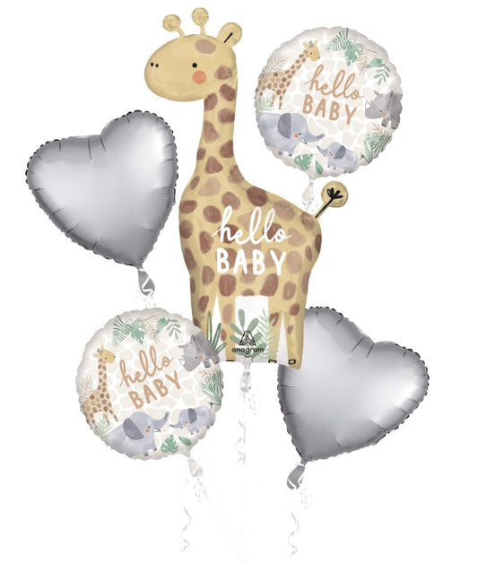 Hello Baby Balloon Bouquet Soft Jungle