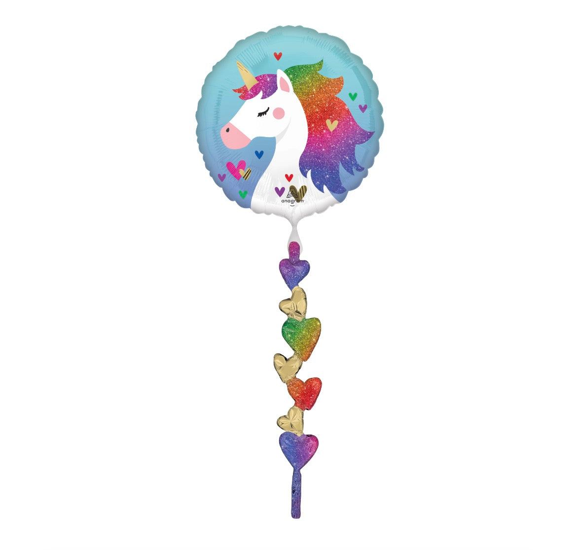 67” AirWalker Tail Rainbow Unicorn Balloon